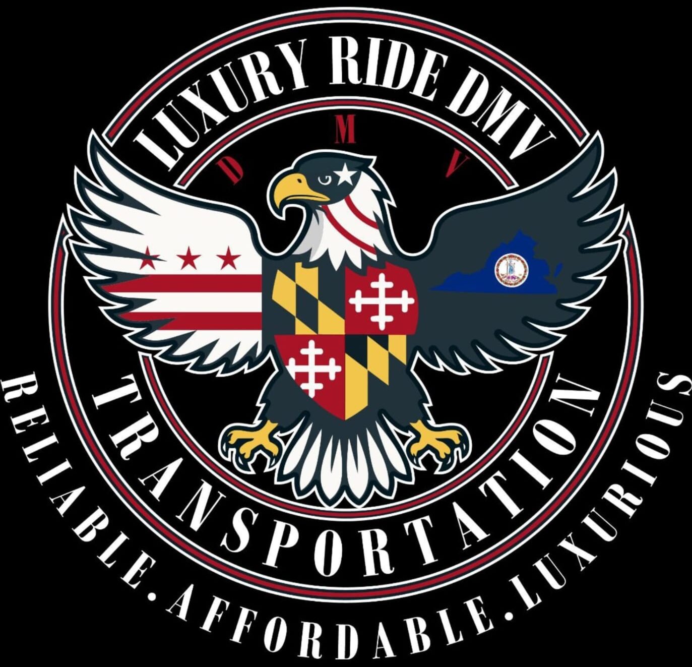 LuxRide Four DMV Chauffeur Services Logo – Luxury Car & Airport Transfer Service in Washington DC, Maryland & Virginia